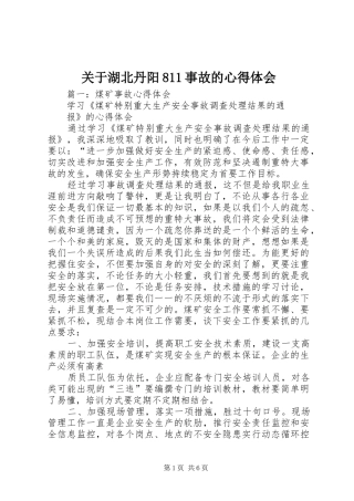 关于湖北丹阳811事故的心得体会