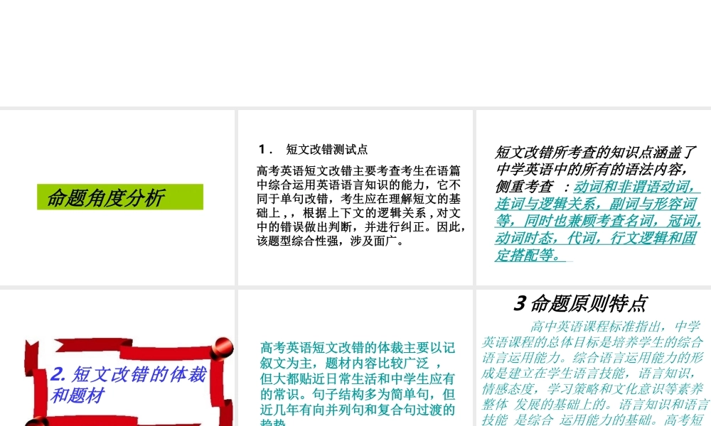 高考英语短文改错专项解题指导课件