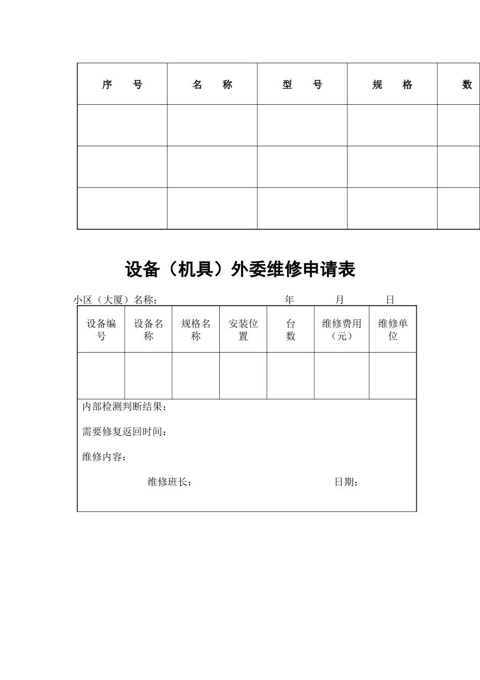 物业公司设备管理表格大全_第3页