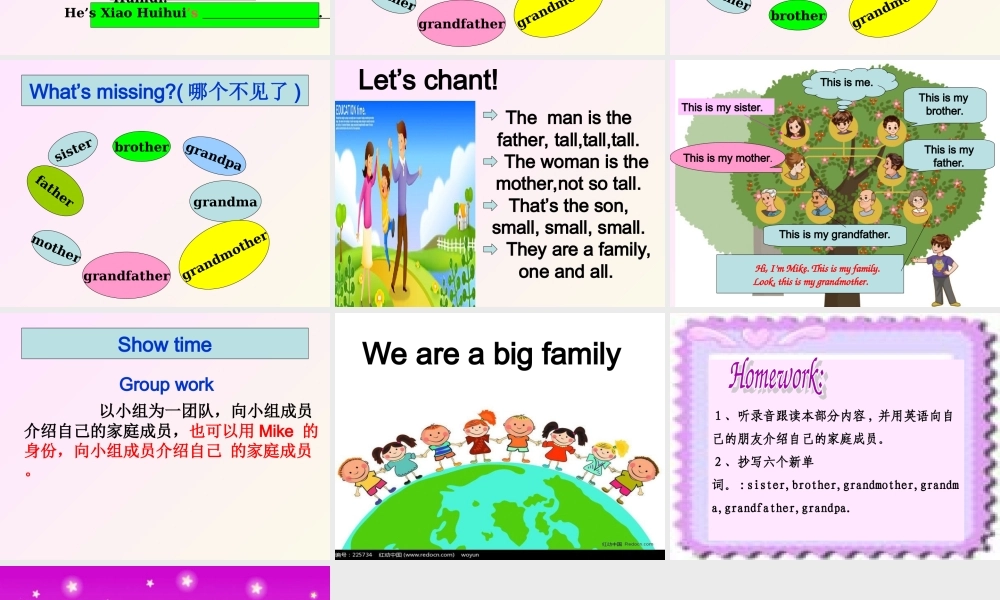 新版PEP三年级英语下册unit2_my_family_Part_BLet's_learn_课件