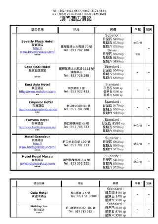 澳门酒店价钱