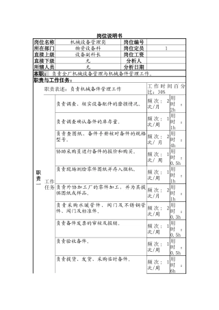 机械设备管理岗位说明书