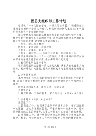 团总支组织部工作计划 