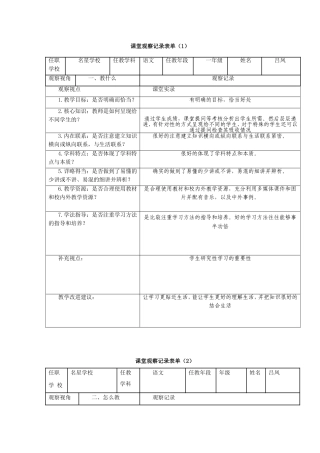 吕凤的《课堂观察记录表单》
