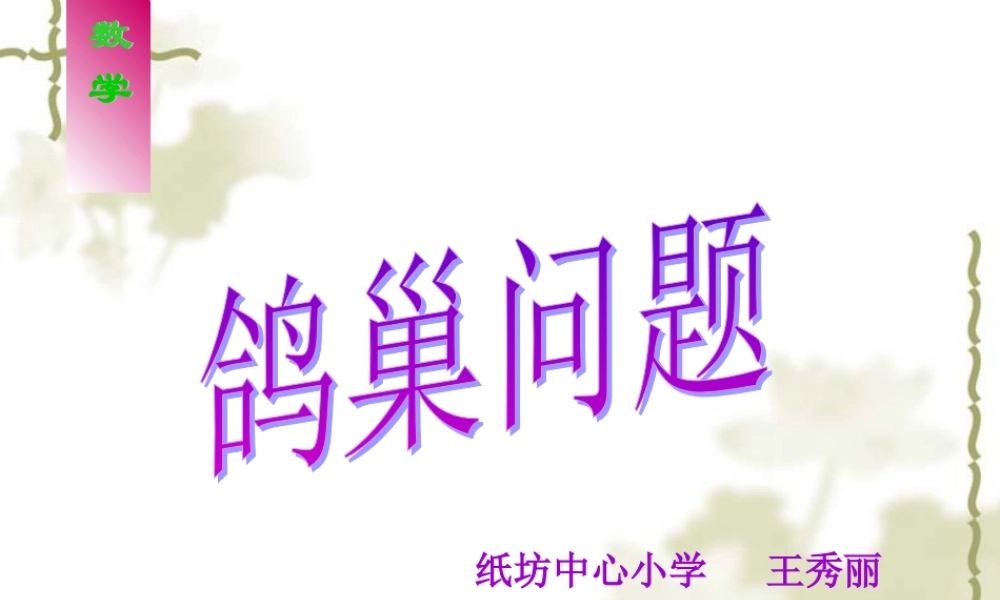 鸽巣问题王秀丽