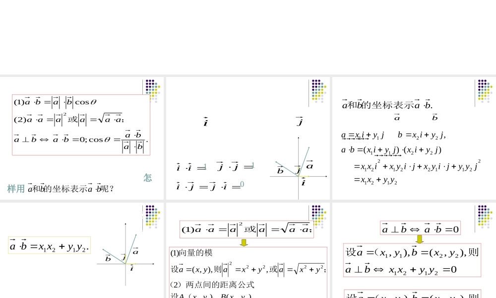 平面向量数量积的坐标表示