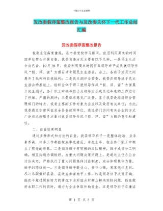 发改委假浮蛮整改报告与发改委关心下一代工作总结汇编
