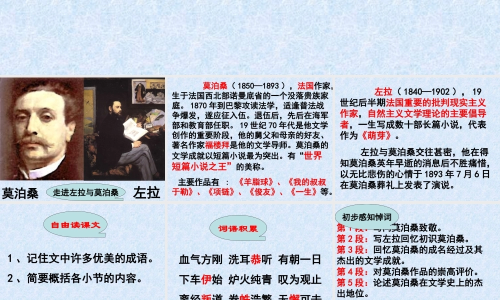 在莫泊桑葬礼上的演说