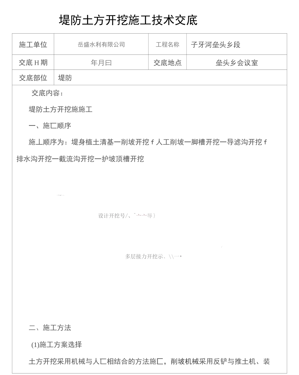 堤防土方开挖技术交底_第1页