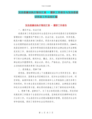 发改委廉洁执行情况汇报