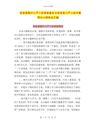 发改委践行三严三实党政报告与发改局三严三实专题研讨心得体会汇编