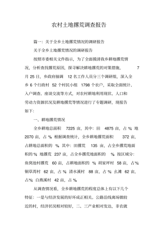 农村土地撂荒调查报告