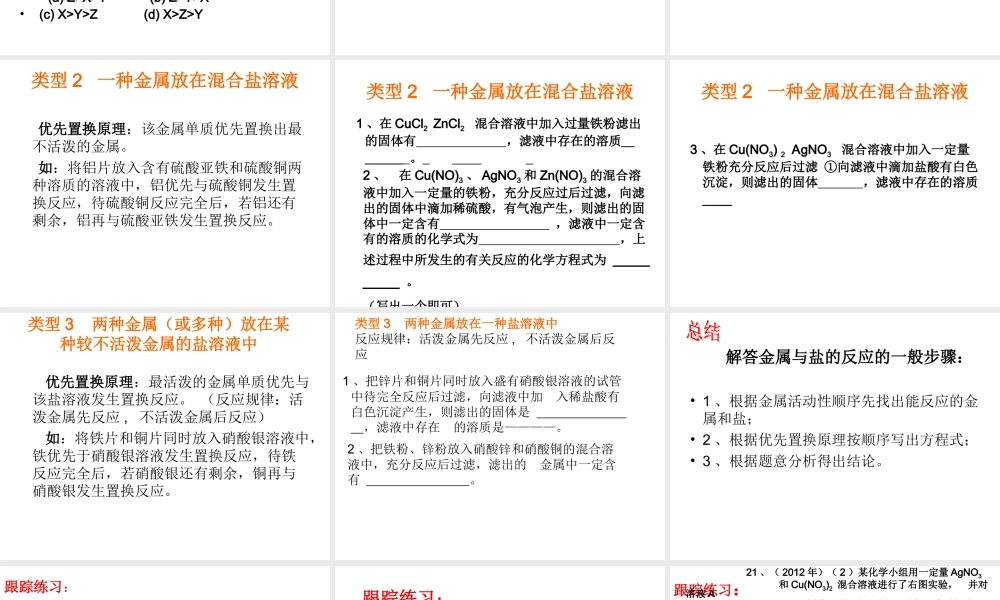 金属与盐溶液的反应