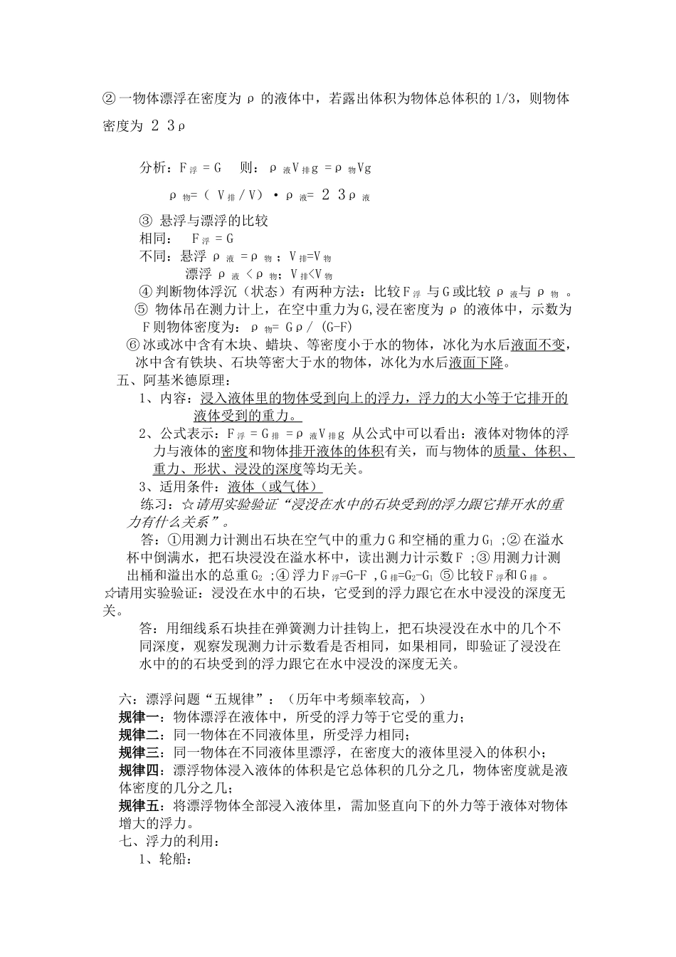 《浮力》复习提纲_第2页