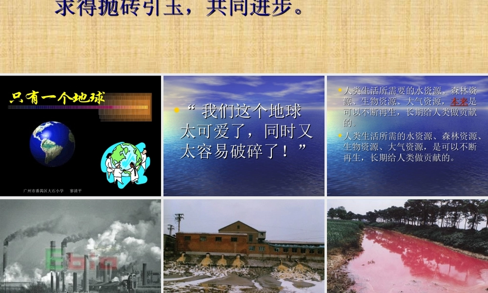 《只有一个地球》课件评议