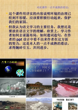 《只有一个地球》课件评议