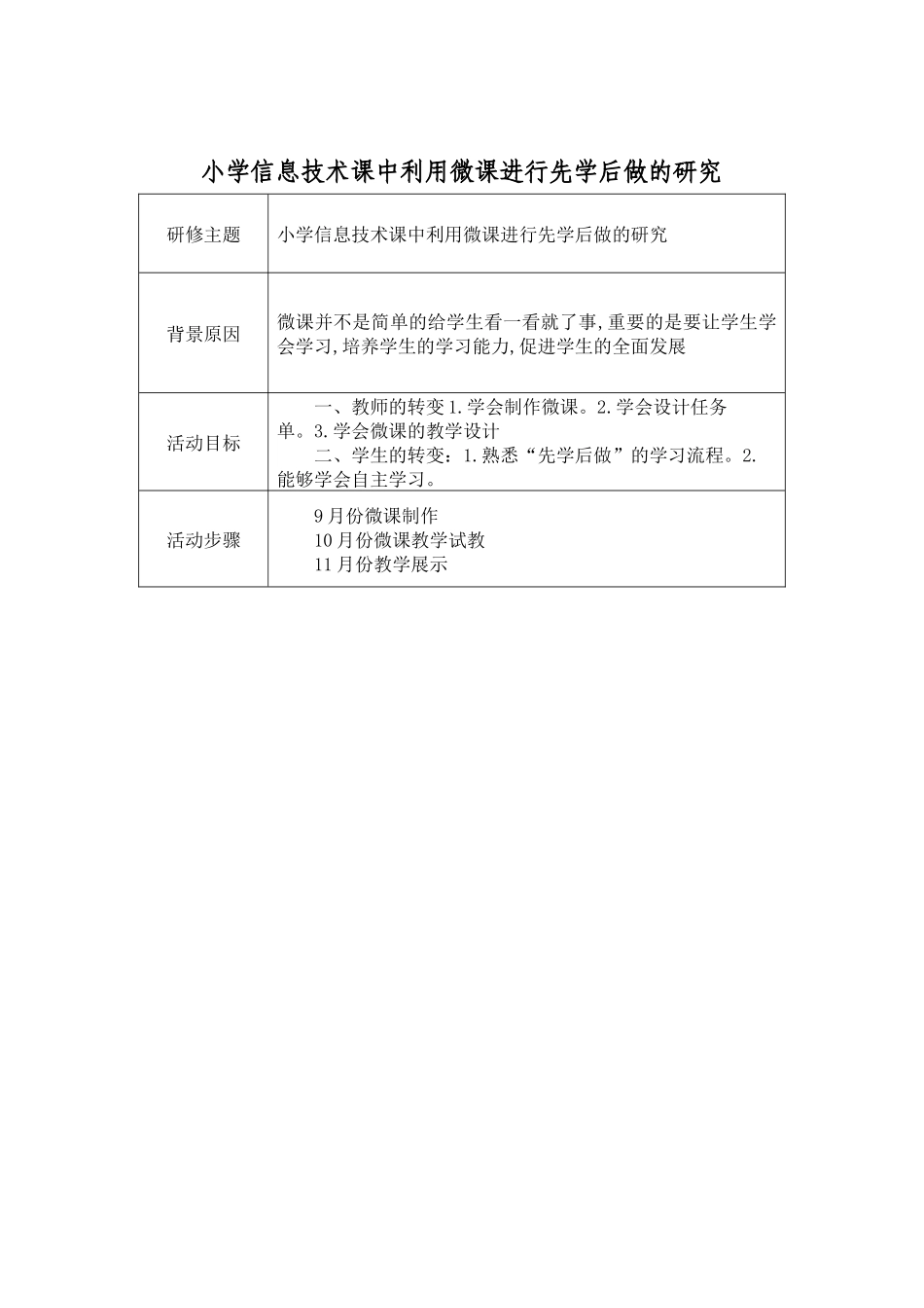 小学信息技术课中利用微课进行先学后做的研究_第1页