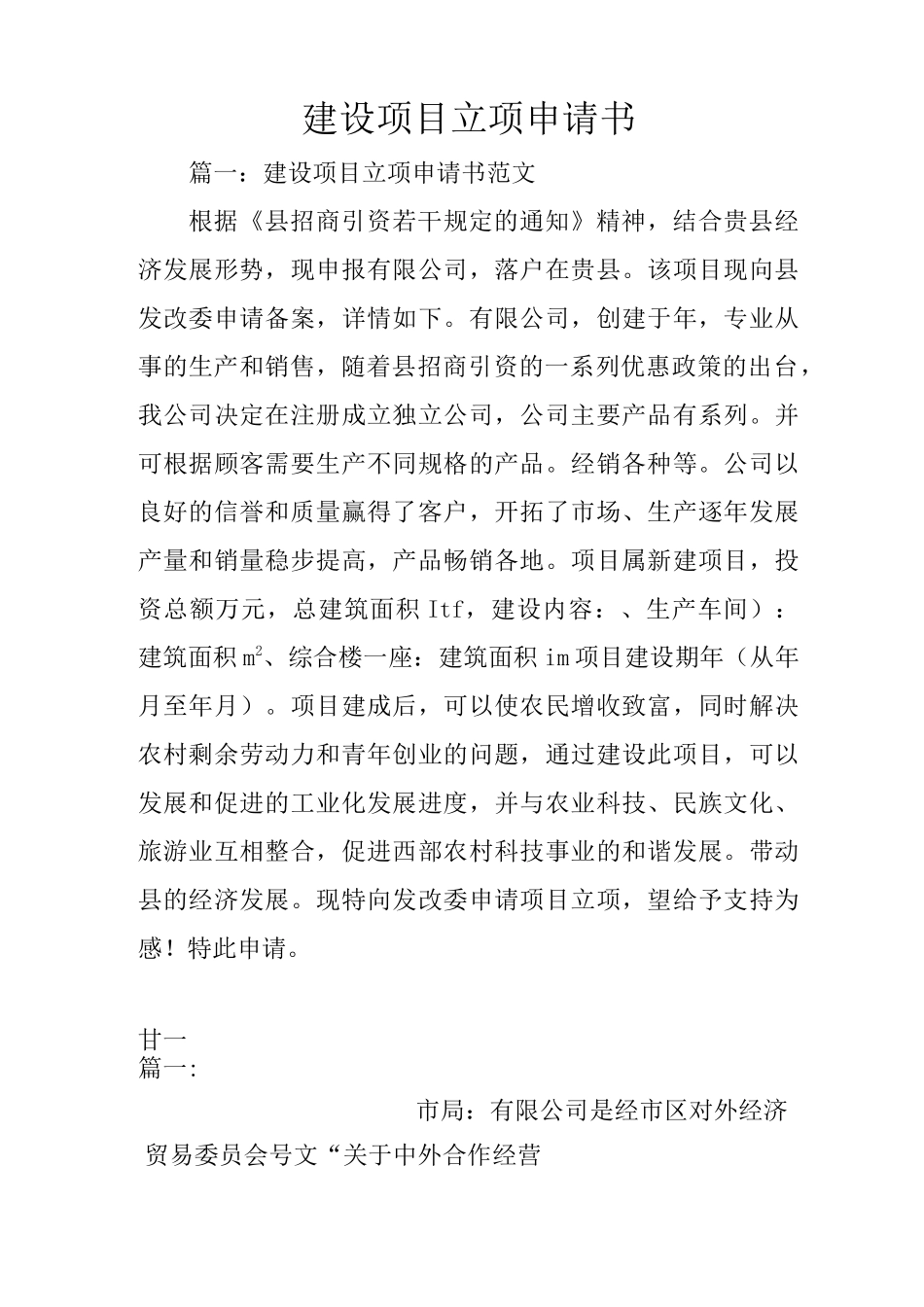 建设项目立项申请书_第1页