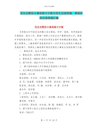 发生自燃发火事故演习方案与发生边坡坍塌、滑坡时的应急措施汇编