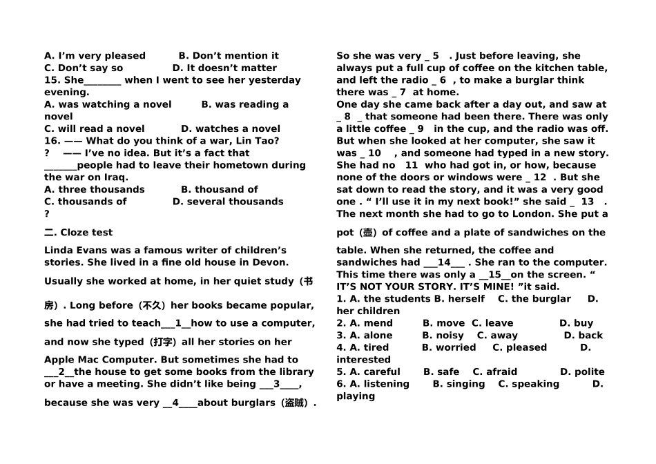 初二英语综合复习及模拟试题_第2页