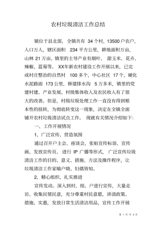 农村垃圾清洁工作总结