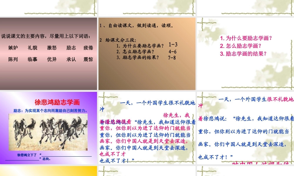 徐悲鸿励志学画