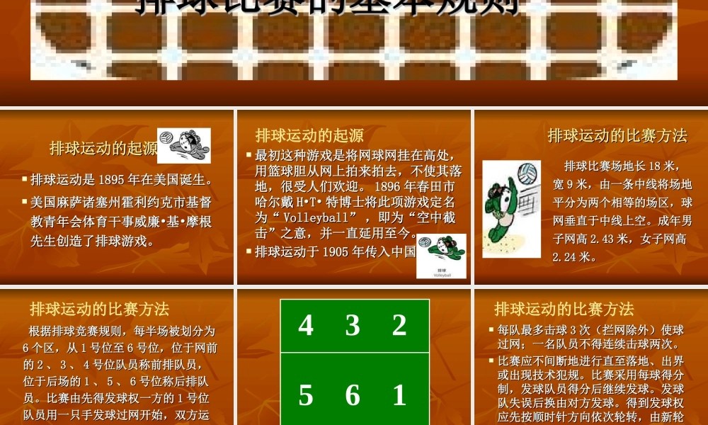 排球基本知识和比赛规则18次课