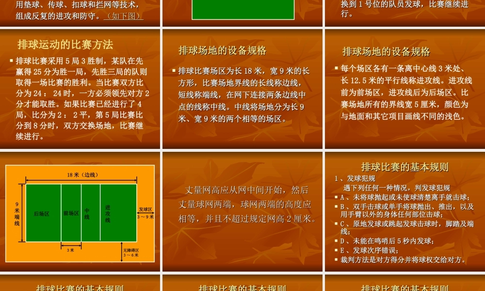 排球基本知识和比赛规则18次课