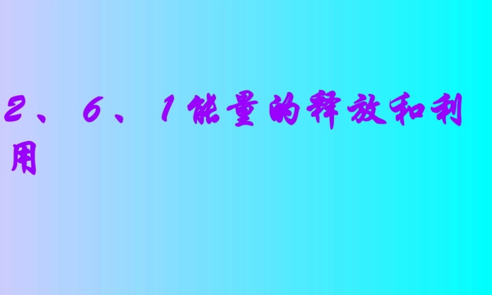 能量的释放和利用 (2)
