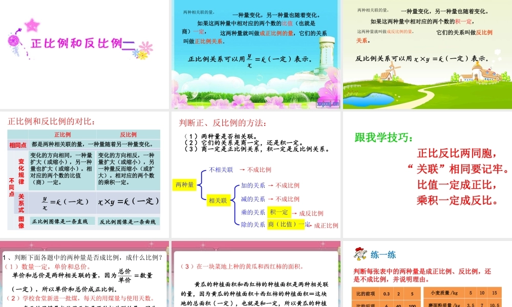 2015苏教版六年级数学正反比例