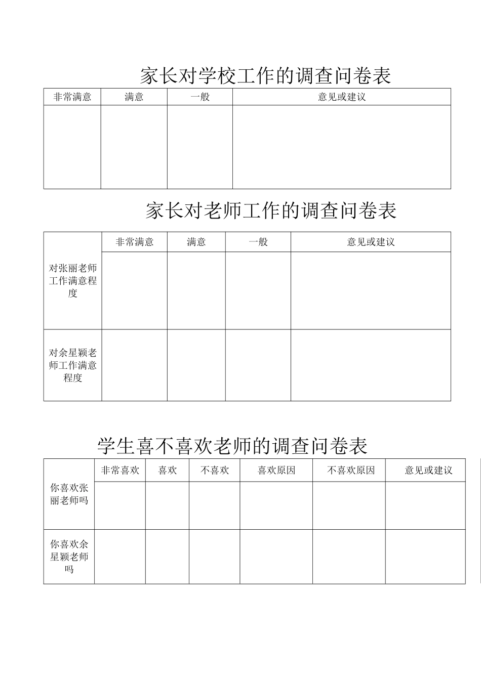 家长对学校工作的调查问卷表1_第1页