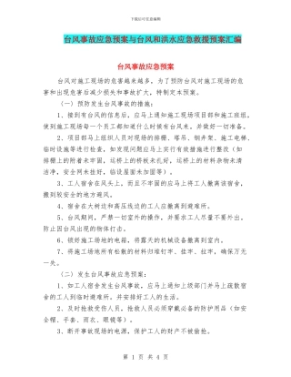 台风事故应急预案与台风和洪水应急救援预案汇编