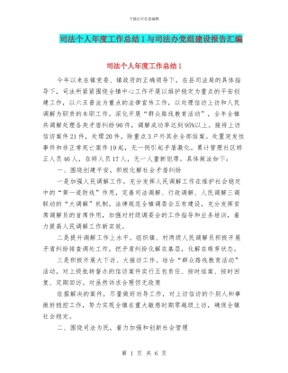 司法个人年度工作总结1与司法办党组建设报告汇编