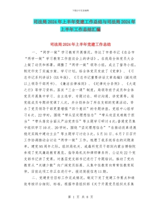 司法局2024年上半年党建工作总结与司法局2024年上半年工作总结汇编