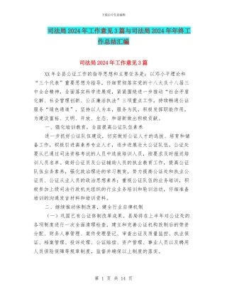 司法局2024年工作意见3篇与司法局2024年年终工作总结汇编
