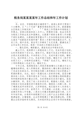 税务局某某某某年工作总结和年工作计划