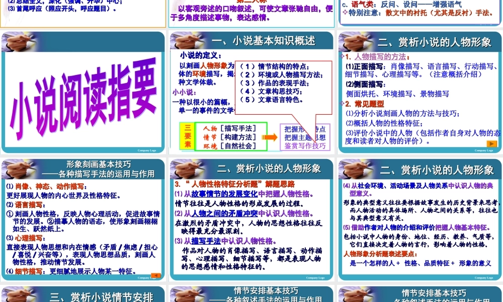 现代文阅读专题复习——小说(2011届)