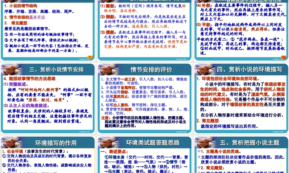 现代文阅读专题复习——小说(2011届)