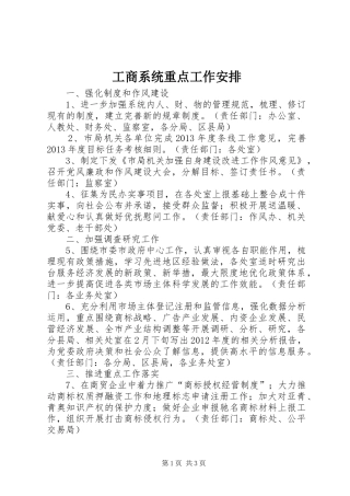 工商系统重点工作安排