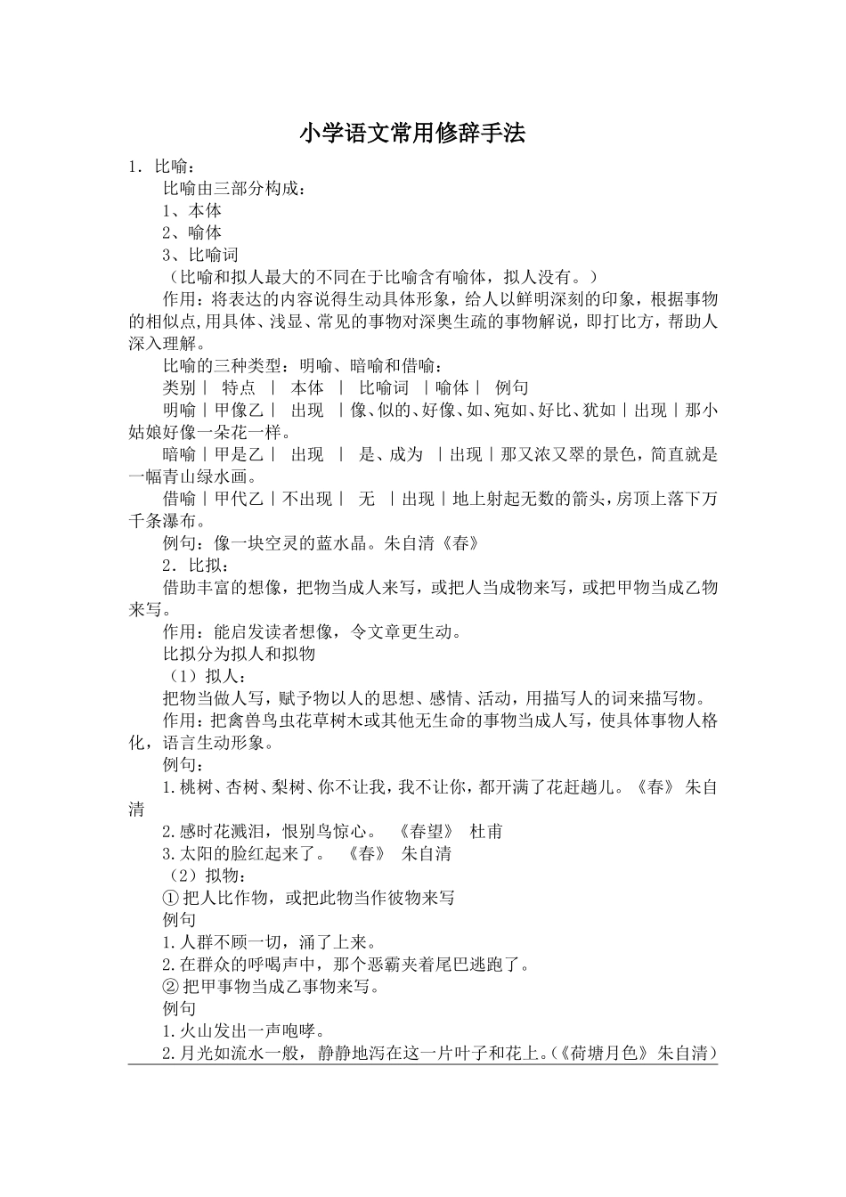 小学语文常见修辞方法_第1页