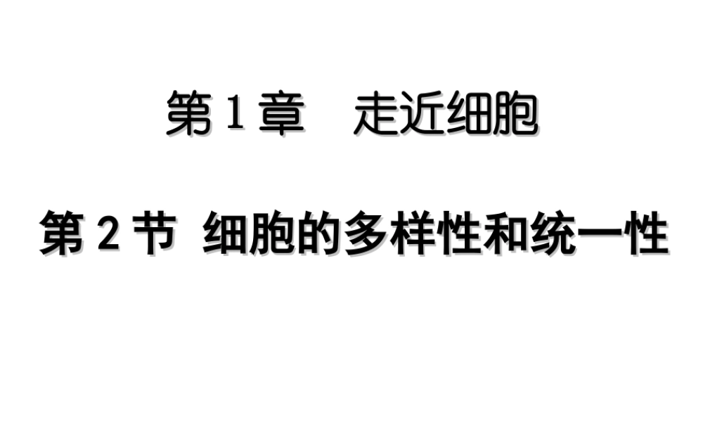 人教版必修1第一章第二节细胞的多样性和统一性（共26张PPT）