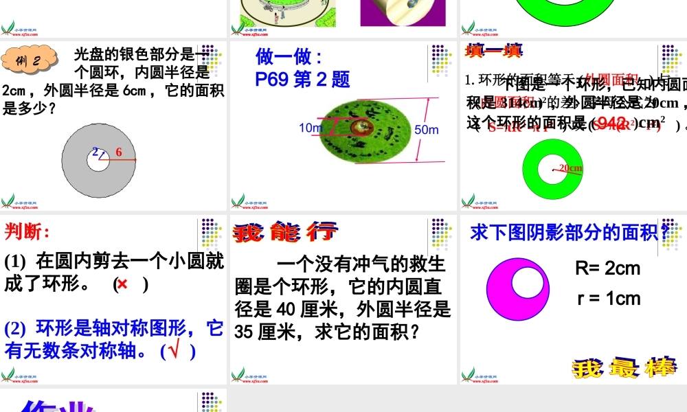 人教新课标数学六年级上册《圆环面积1》PPT课件