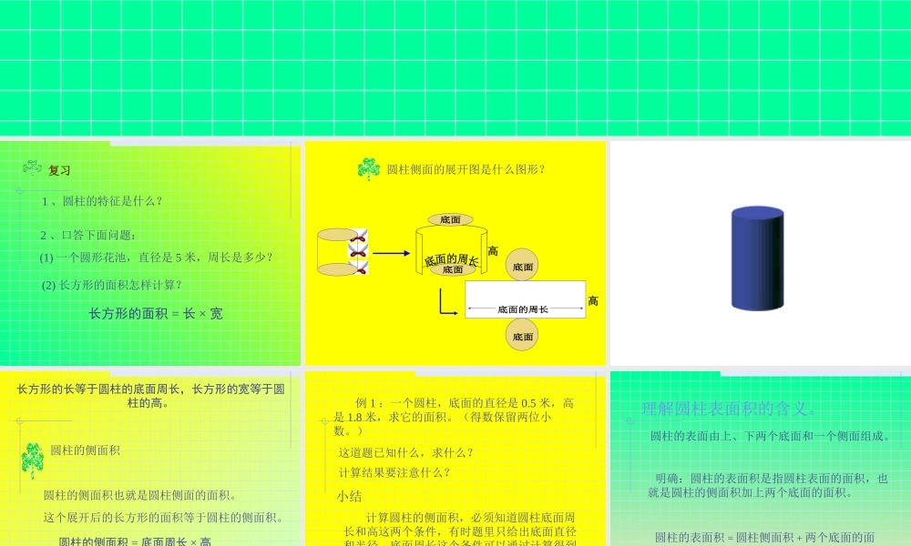 圆柱体表面积的计算
