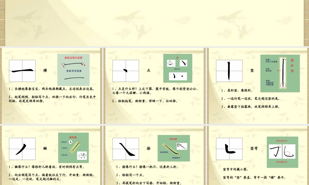 小学一年级基本笔画书写要点
