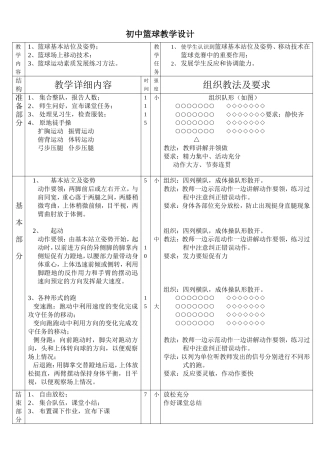 中学体育课篮球教案