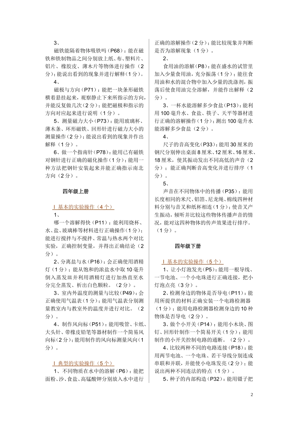 小学科学实验操作内容_第2页