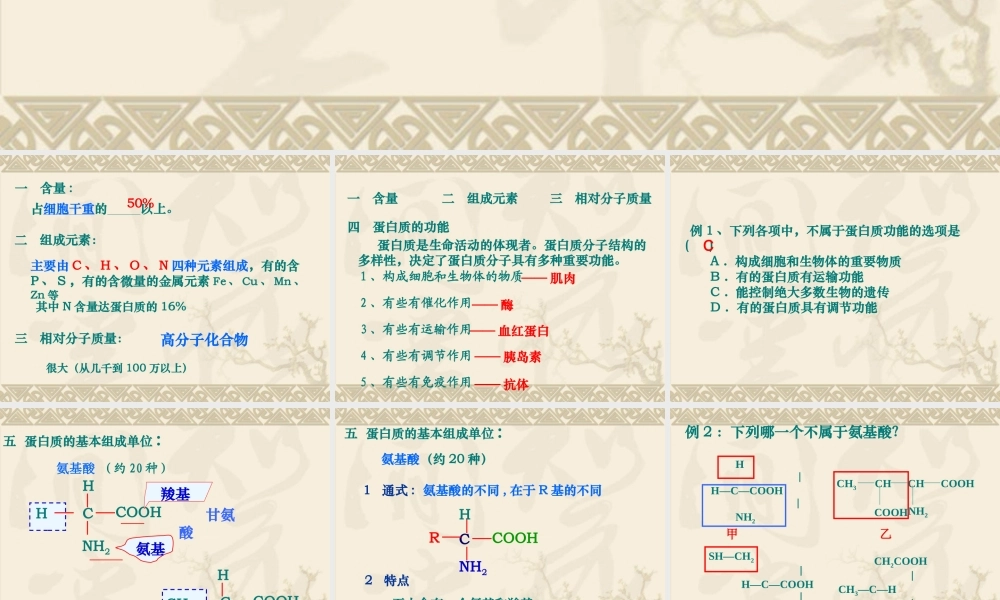 生命活动的主要承担者蛋白质课件人教版必修