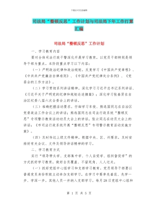 司法局“整顿反思”工作计划与司法局下年工作打算汇编