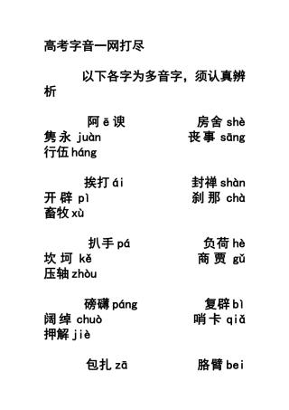 高考字音一网打尽