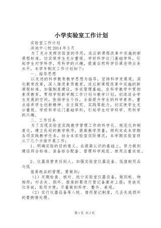 小学实验室工作计划